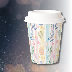 Elegante Pastell-Wasserfarbe-Osterstreifen-Eier Pappbecher