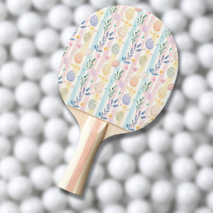 Elegante Pastell-Watercolor-Osterstreifen-Eier Tischtennis Schläger