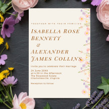 Elegante Pastell-Wildblumen rechte Bordüre Aquarel