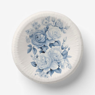 Elegante Pastellblaue Aquarellrosen Pappteller