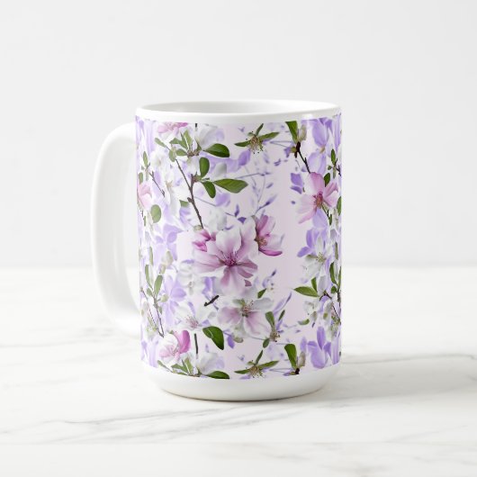 Elegante Pastellblüte Kaffeetasse (Vorderseite Links)