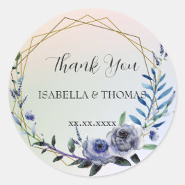 Elegante Pastellblüte Vielen Dank für Ihre Hochzei Runder Aufkleber