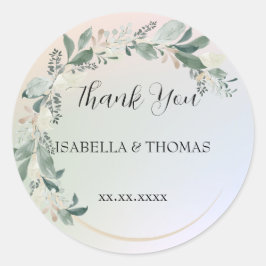 Elegante Pastellblüte Vielen Dank für Ihre Hochzei Runder Aufkleber