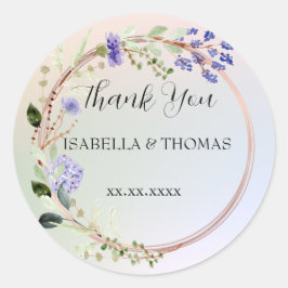 Elegante Pastellblüte Vielen Dank für Ihre Hochzei Runder Aufkleber