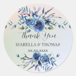 Elegante Pastellblüte Vielen Dank für Ihre Hochzei Runder Aufkleber