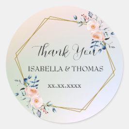Elegante Pastellblüte Vielen Dank für Ihre Hochzei Runder Aufkleber