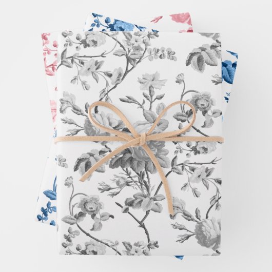 Elegante Pastellfarben, Grau, Blau-Rose Geschenkpapier Set (Beispiel)