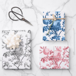 Elegante Pastellfarben, Grau, Blau-Rose Geschenkpapier Set