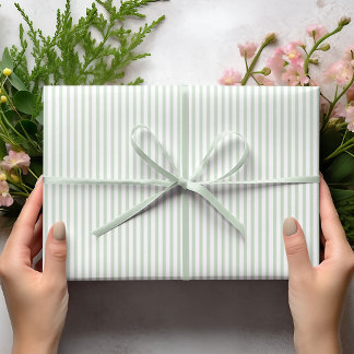 Elegante Pastellfarben, Grüne und weiße Streifen Geschenkpapier