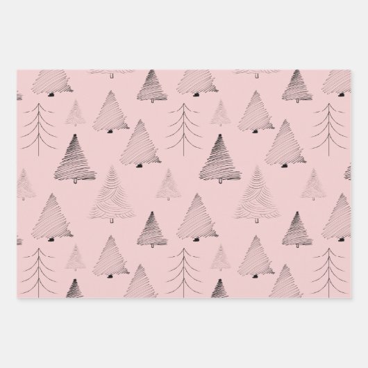 Elegante Pastellfarben Handgezeichnete Weihnachtsb Geschenkpapier Set (Vorderseite 2)