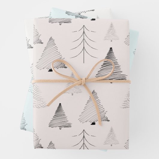 Elegante Pastellfarben Handgezeichnete Weihnachtsb Geschenkpapier Set (Beispiel)