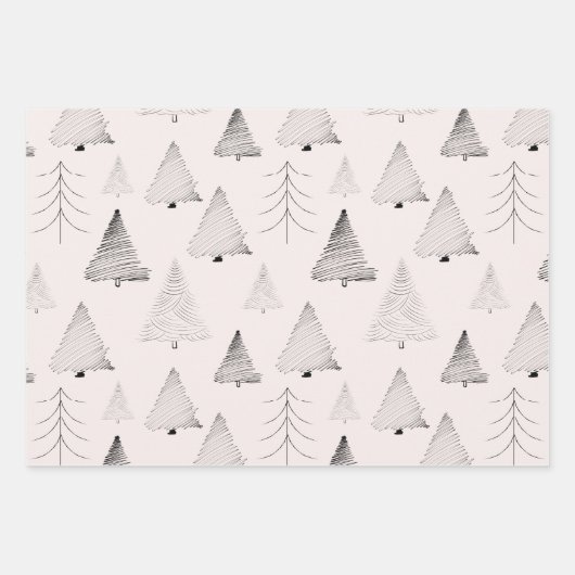 Elegante Pastellfarben Handgezeichnete Weihnachtsb Geschenkpapier Set (Vorderseite)