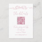 Elegante Pastellfarben, handgezeichneter Bow QR-Co Begleitkarte (Vorderseite)