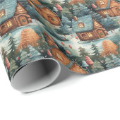 Elegante Pastellfarben Weihnachtshäuser im Wald Geschenkpapier (Rolleneckpunkt)