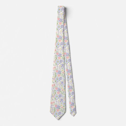 elegante pastellfarbene Blumenkrawatte Krawatte (Vorderseite)