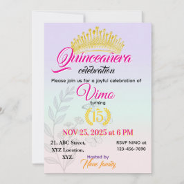 Elegante Pastellfarbene Botanische Quinceañera-Ein Einladung