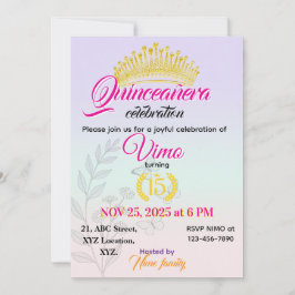 Elegante Pastellfarbene Botanische Quinceañera-Ein Einladung