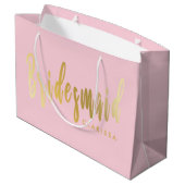 Elegante pastellfarbene Brautjungfrau Große Geschenktüte (Rückseite Schrägansicht)