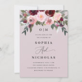Elegante pastellfarbene rosa Blütenhochzeit Einladung (Vorderseite)