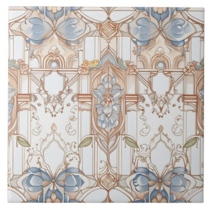 Elegante pastellfarbene Vintage-Nouveau-Blumen Fliese