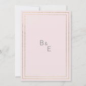 Elegante pastellgraue, rosa goldfarbene Hochzeit m Einladung (Rückseite)