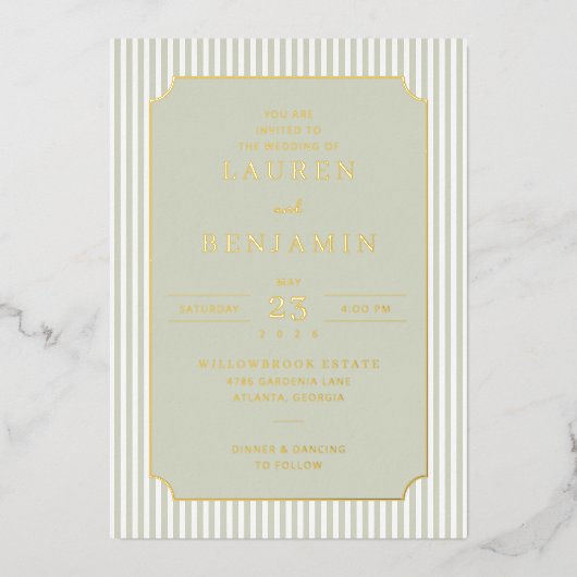Elegante Pastellgrüne formelle Einladung (Vorderseite)
