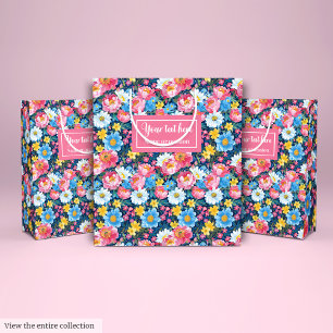 Elegante pastellrosa Aquarelltasche Mittlere Geschenktüte