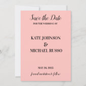 Elegante Pastellrosa Hochzeit speichern Sie die Da Save The Date (Rückseite)