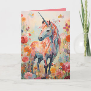 Elegante Pastellrosa Magisches Einhorn Klappkarte Karte