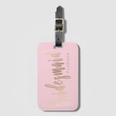 Elegante pastellrosa und goldene Rose Gepäckanhänger (Vorderseite Vertikal)