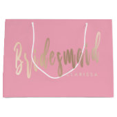 Elegante pastellrosa und goldene Rose Große Geschenktüte (Vorderseite)