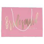 Elegante pastellrosa und goldene Rose Große Geschenktüte (Rückseite)