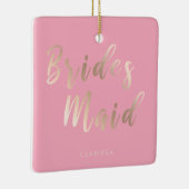 Elegante pastellrosa und goldene Rose Keramikornament (Rechts)