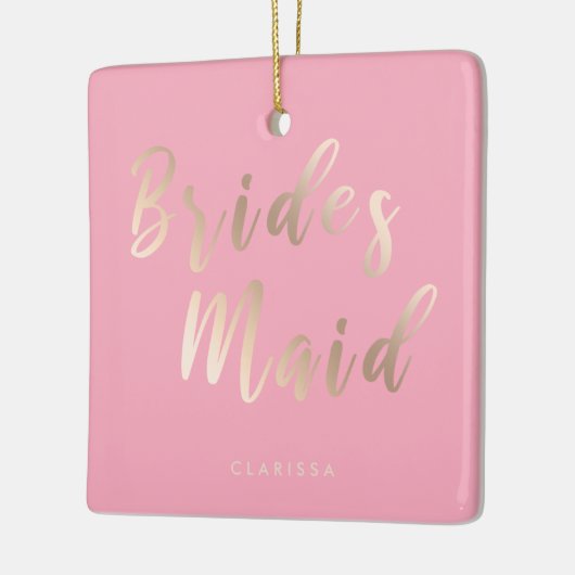 Elegante pastellrosa und goldene Rose Keramikornament (Links)