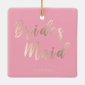 Elegante pastellrosa und goldene Rose Keramikornament (Rückseite)