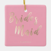 Elegante pastellrosa und goldene Rose Keramikornament (Vorderseite)