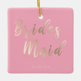 Elegante pastellrosa und goldene Rose Keramikornament