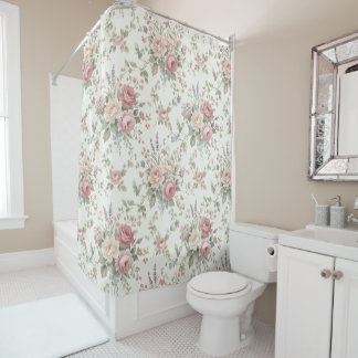 Elegante Pastellrosen im Shabby-Chic-Stil Duschvorhang