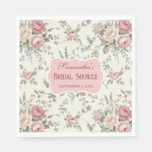 Elegante Pastellrosen Shabby Chic Braut Dusche Serviette (Vorderseite)