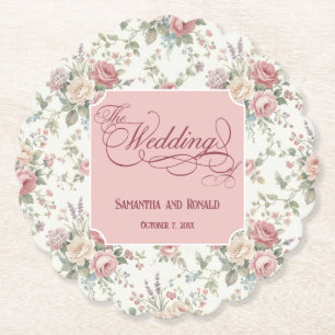 Elegante Pastellrosen Shabby Chic Hochzeit  Untersetzer