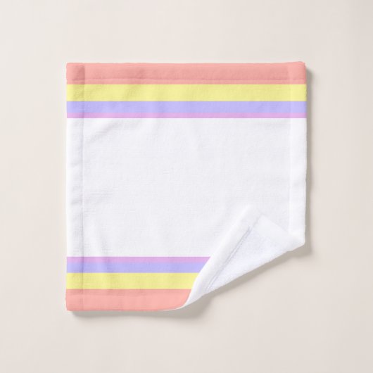Elegante Pastellstreifen auf Weiß Badhandtuch Set (Waschlappen)