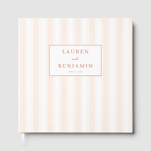 Elegante Pastellstreifen Gästebuch (Vorderseite)
