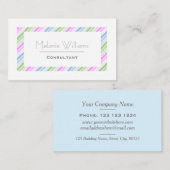 Elegante Pastellstreifen Weiße Grenze Beruflich Visitenkarte (Vorne/Hinten)