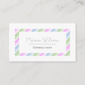 Elegante Pastellstreifen Weiße Grenze Beruflich Visitenkarte (Vorderseite)