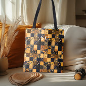 Elegante Patchwork-Tasche mit Blauer und Beige-Blü Tasche