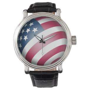 Elegante patriotische amerikanische Flagge in 3D G Armbanduhr
