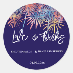 Elegante patriotische Feuerwerke   4. Juli-Hochzei Runder Aufkleber