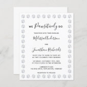 Elegante Paw Print Budget Hochzeit Einladung (Vorne/Hinten)