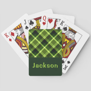 Elegante Pea Green Kariert Monogram Playing Cards Spielkarten