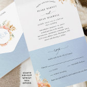 Elegante Peach and Blue Floral Wedding with UAWG A All In One Einladung